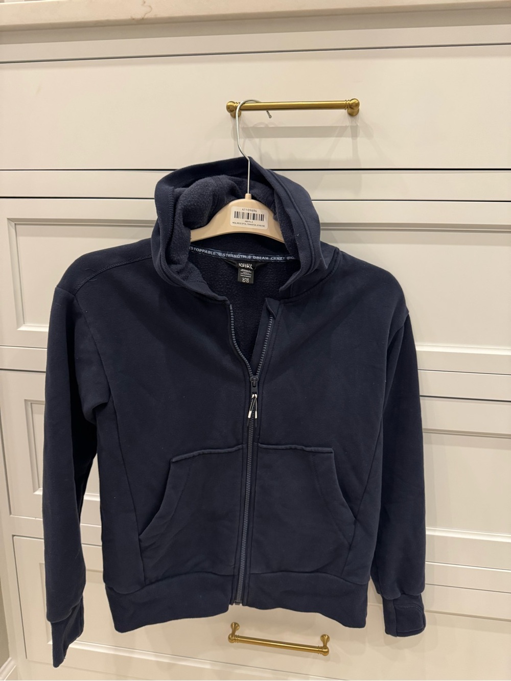 Unisex Navy Zip-Up Hooded Jacket